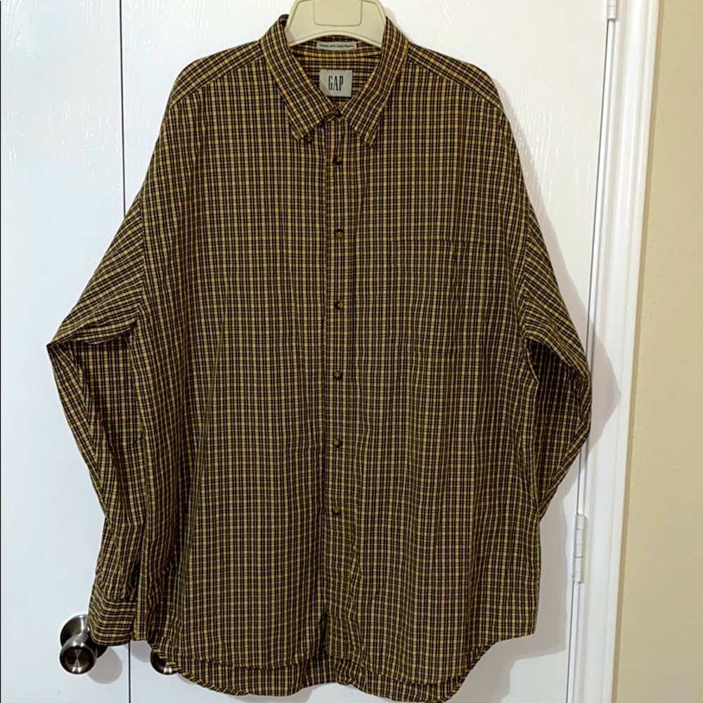 MEN'S GAP PLAID YELLOW CASUAL LONG SLEEVE SHIRT